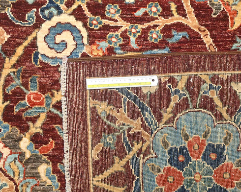 9x12 Burgundy Aryana Afghan Hand Knotted Veg Dye Wool Area Rug